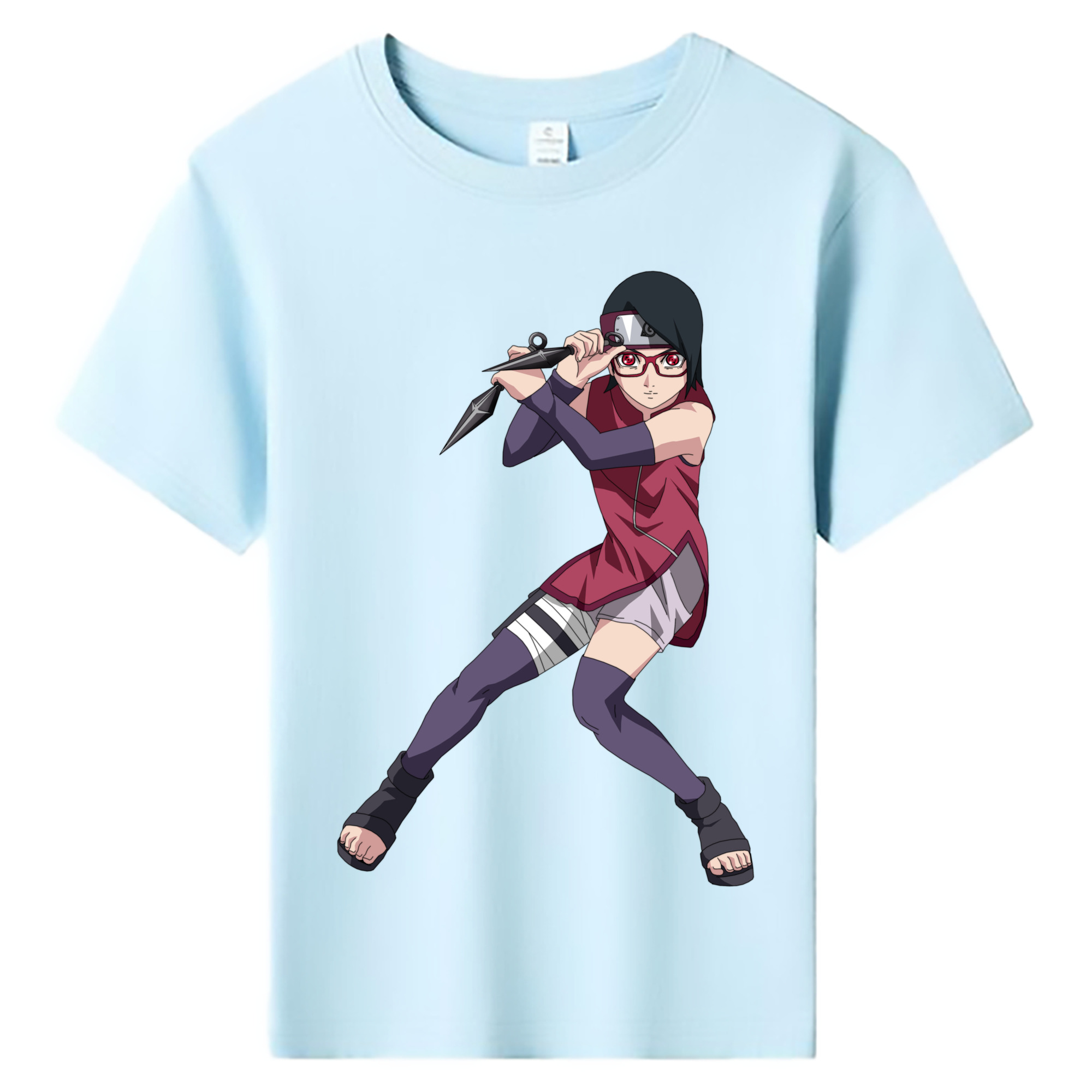（画像用） NARUTO -ナルト- うちは サラダ Uchiha Sarada 綿100％キッズTシャツ（フロントプリント）